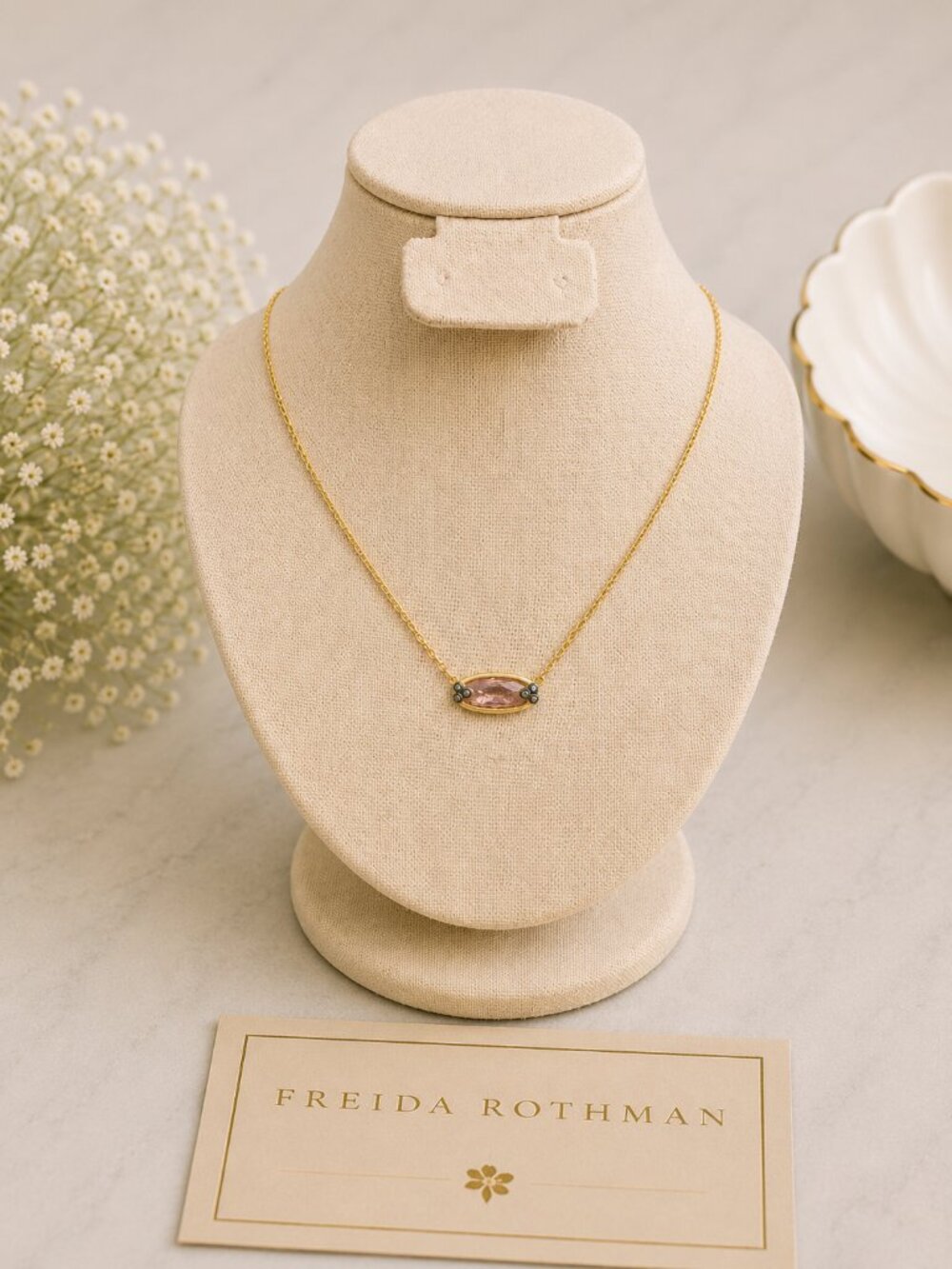 Freida Rothman Sterling Silver Radiance Pink Gem Pendant Necklace NWT $195 MSRP